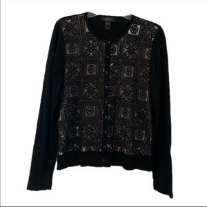 August Silk Black and Cream Cardigan Sweater